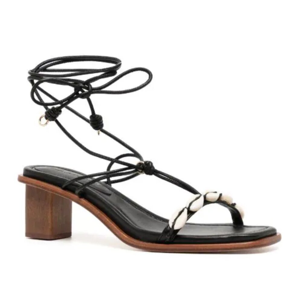 ULLA JOHNSON Nicolette Noir Sandal, Size 38.5 EU 8.5 US